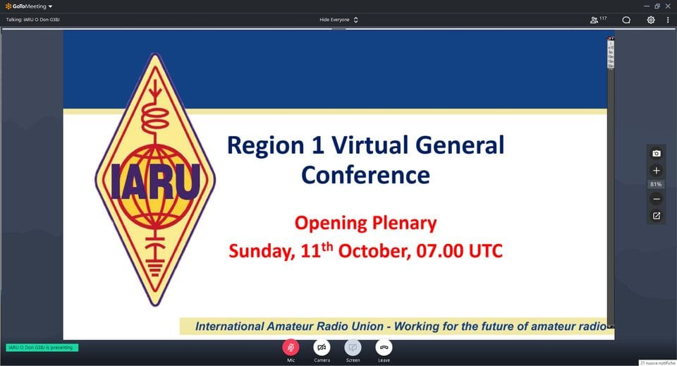 IARU Virtual General Conference — 1st Day